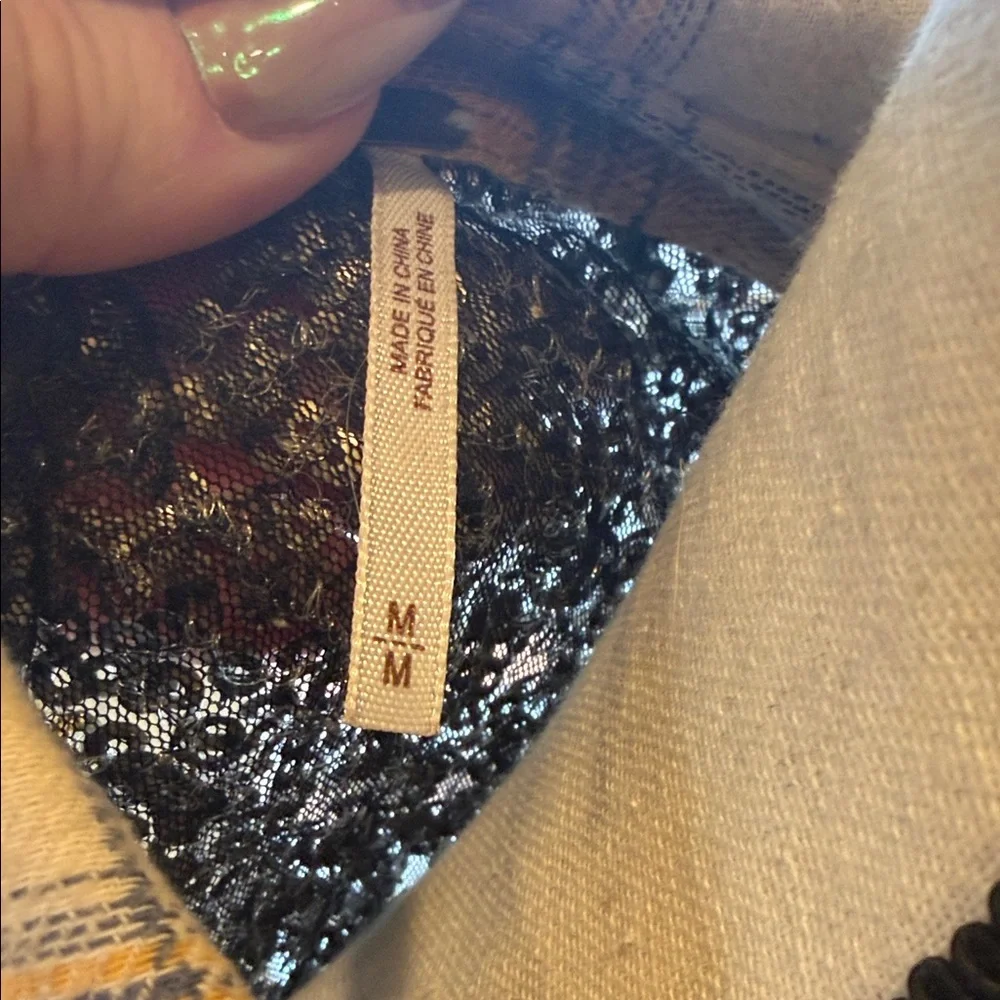 Free People Plaid Long Sleeve Shirt with Sequin Detail - Picture 5 of 6